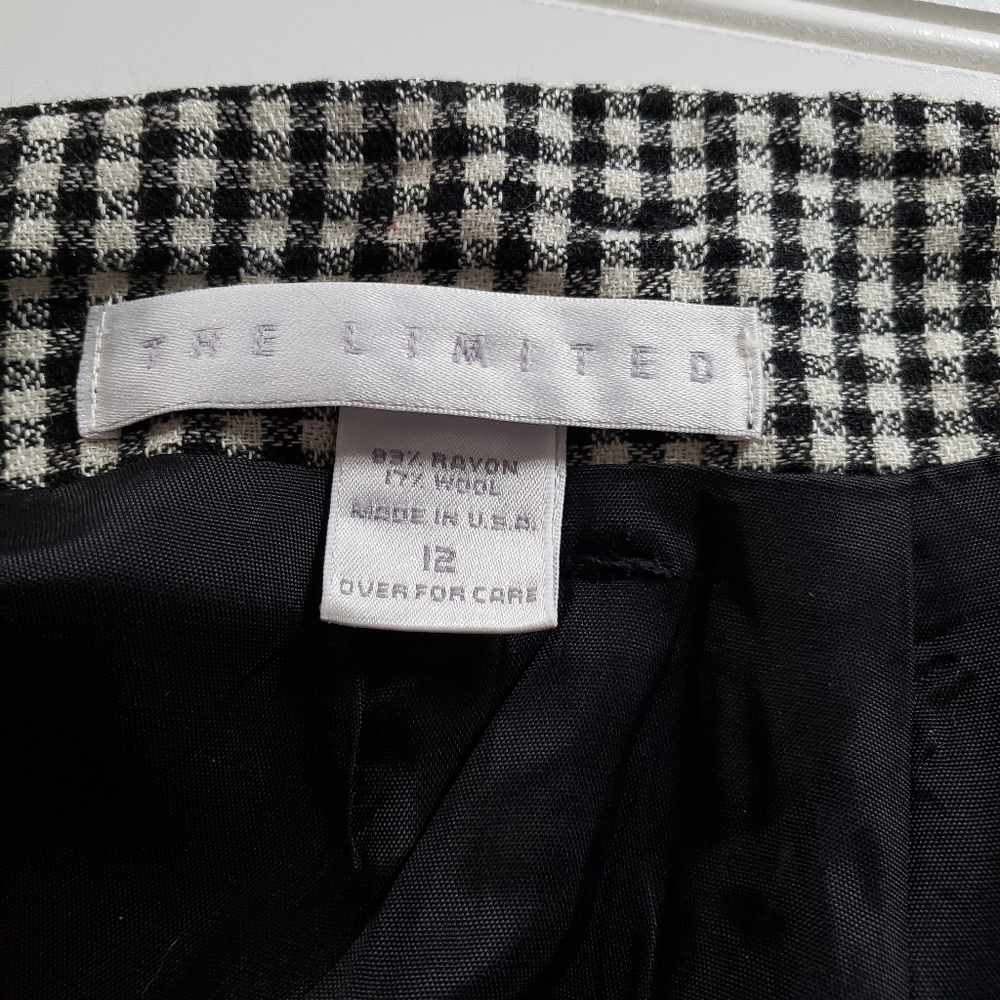 The limited black white gingham knee wool skirt - Picture 4 of 4